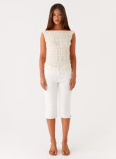 Rocco Denim Capri Pants - Off White